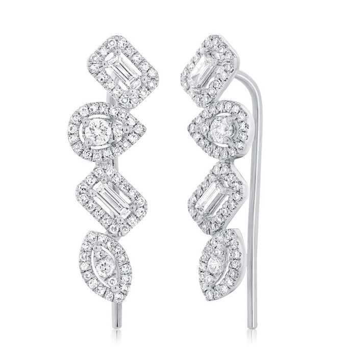 14K Gold & Diamond Fancy Shape Ear Climbers