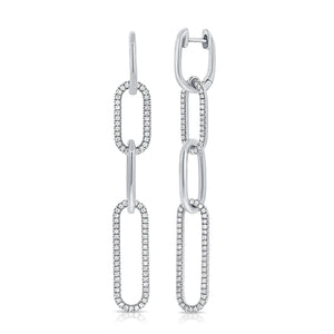 14k Gold & Diamond Paperclip Link Earrings