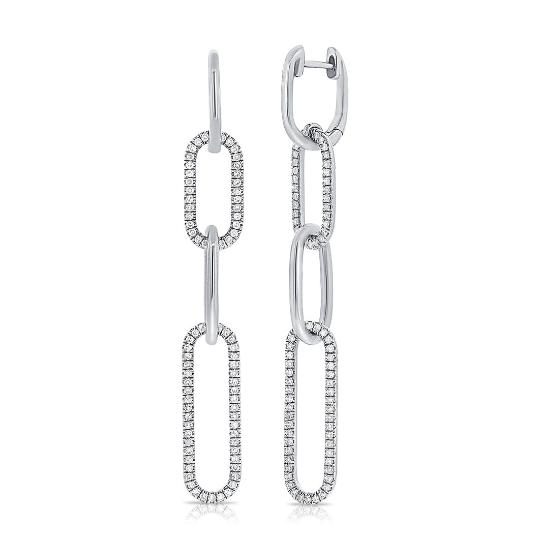 14k Gold & Diamond Paperclip Link Earrings