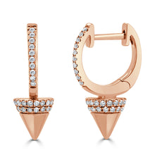 Load image into Gallery viewer, 14k Gold &amp; Diamond Spike Drop Huggie Earrings