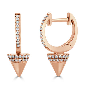 14k Gold & Diamond Spike Drop Huggie Earrings