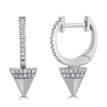 Load image into Gallery viewer, 14k Gold &amp; Diamond Spike Drop Huggie Earrings