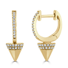 Load image into Gallery viewer, 14k Gold &amp; Diamond Spike Drop Huggie Earrings
