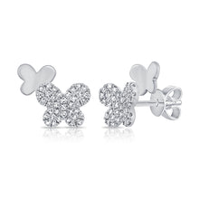 Load image into Gallery viewer, 14k Gold &amp; Diamond Butterfly Stud Earrings