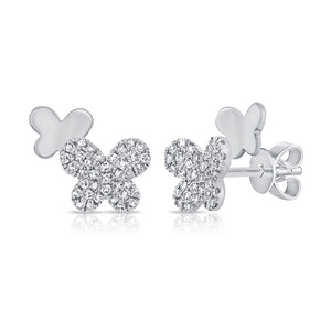 14k Gold & Diamond Butterfly Stud Earrings