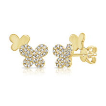 Load image into Gallery viewer, 14k Gold &amp; Diamond Butterfly Stud Earrings