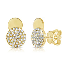 Load image into Gallery viewer, 14k Gold &amp; Diamond Double Circle Disc Stud Earrings