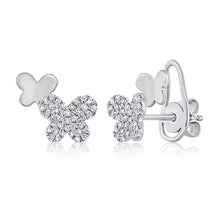 Load image into Gallery viewer, 14k Gold &amp; Diamond Double Butterfly Stud Earrings