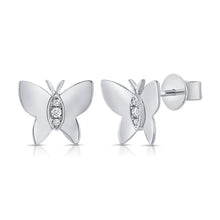 Load image into Gallery viewer, 14k Gold &amp; Diamond Butterfly Stud Earrings