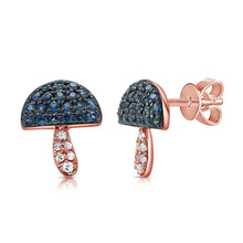 Load image into Gallery viewer, 14K Gold Diamond &amp; Gemstone Mushroom Stud Earrings