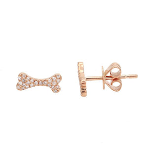 14k Gold & Diamond Dog Bone Earrings