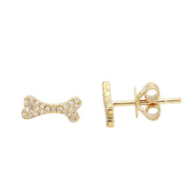 Load image into Gallery viewer, 14k Gold &amp; Diamond Dog Bone Earrings
