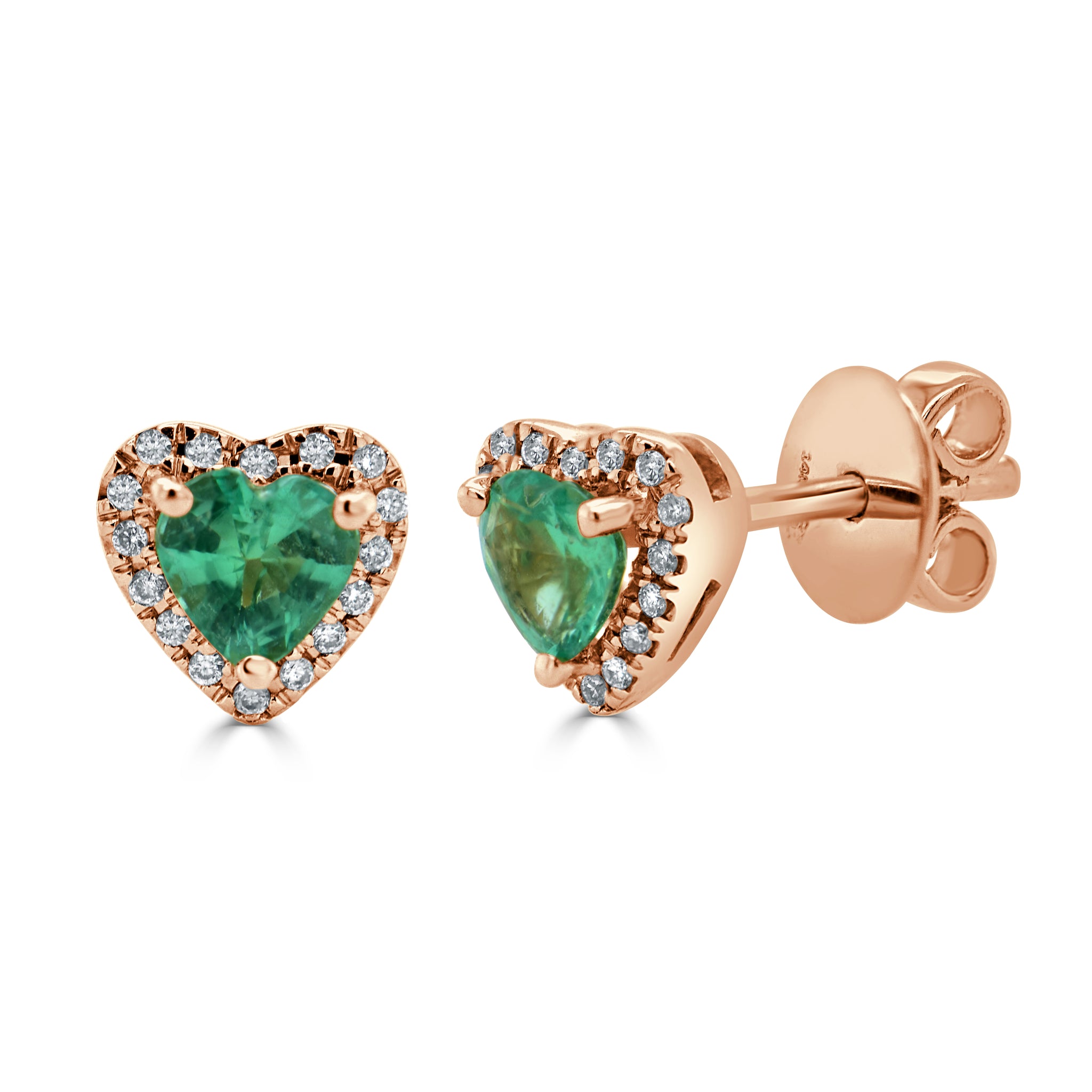 Sterling Silver Emerald Big Heart CZ Earrings