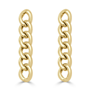 14k Yellow Gold Curb Link Drop Earrings