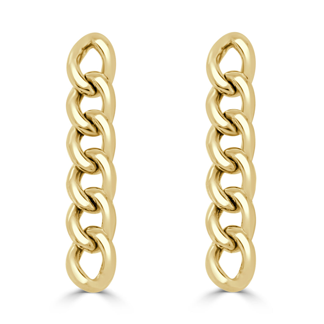 14k Yellow Gold Curb Link Drop Earrings