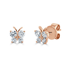 Load image into Gallery viewer, 14k Gold &amp; Diamond Butterfly Stud Earrings