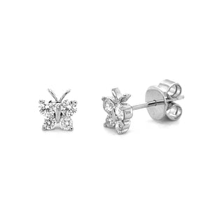 14k Gold & Diamond Butterfly Stud Earrings
