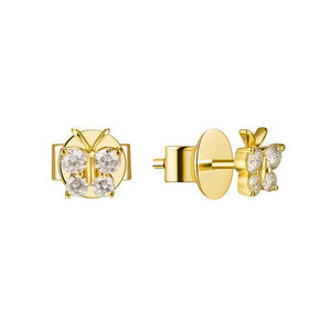 14k Gold & Diamond Butterfly Stud Earrings