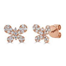 Load image into Gallery viewer, 14k Gold &amp; Diamond Butterfly Stud Earrings