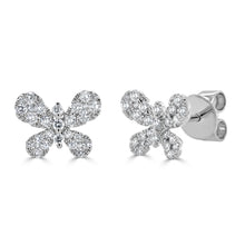 Load image into Gallery viewer, 14k Gold &amp; Diamond Butterfly Stud Earrings