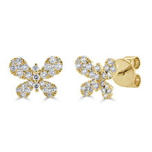 Load image into Gallery viewer, 14k Gold &amp; Diamond Butterfly Stud Earrings