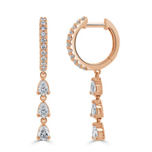 Load image into Gallery viewer, 14K Gold &amp; Pear-Shape Diamond Drop Huggie Earrings