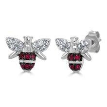 Load image into Gallery viewer, 14k Gold Ruby &amp; Diamond Bumble Bee Earring