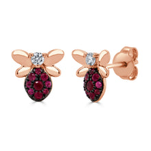 Load image into Gallery viewer, 14k Gold Ruby &amp; Diamond Bumble Bee Earring