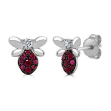 Load image into Gallery viewer, 14k Gold Ruby &amp; Diamond Bumble Bee Earring