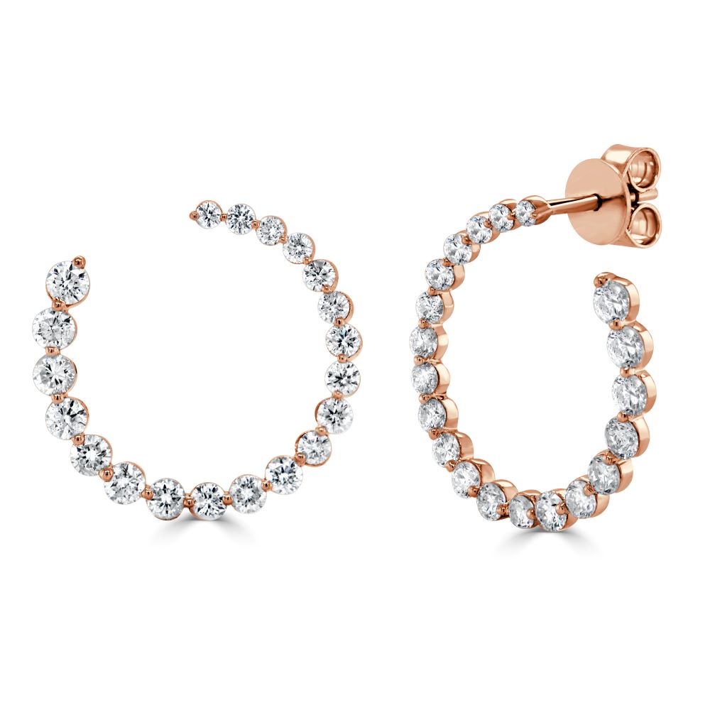 14K Gold & Diamond Front-Facing Circular Hoops - 1.97ct