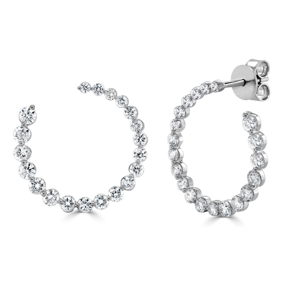 14K Gold & Diamond Front-Facing Circular Hoops - 1.97ct