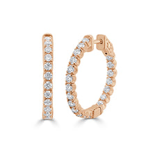 Load image into Gallery viewer, 14k Gold &amp; Diamond Hoop Earrings