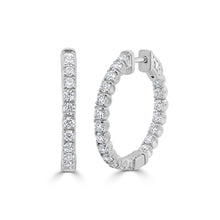 Load image into Gallery viewer, 14k Gold &amp; Diamond Hoop Earrings