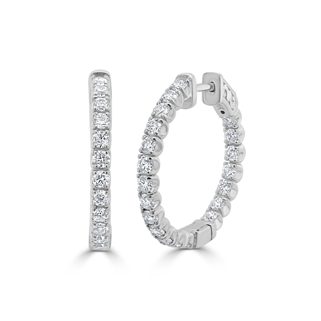 14k Gold & Diamond Hoop Earrings