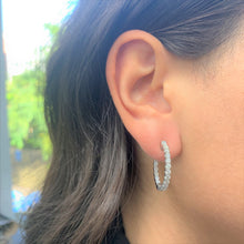 Load image into Gallery viewer, 14k Gold &amp; Diamond Hoop Earrings