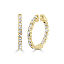 Load image into Gallery viewer, 14k Gold &amp; Diamond Hoop Earrings