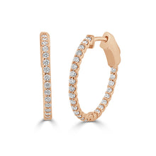 Load image into Gallery viewer, 14k Gold &amp; Diamond Hoop Earrings