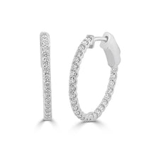 Load image into Gallery viewer, 14k Gold &amp; Diamond Hoop Earrings