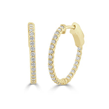 Load image into Gallery viewer, 14k Gold &amp; Diamond Hoop Earrings