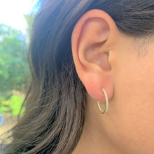 Load image into Gallery viewer, 14k Gold &amp; Diamond Hoop Earrings