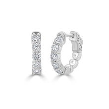 Load image into Gallery viewer, 14k Gold &amp; Diamond Hoop Earrings