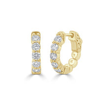 Load image into Gallery viewer, 14k Gold &amp; Diamond Hoop Earrings