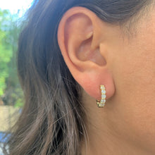 Load image into Gallery viewer, 14k Gold &amp; Diamond Hoop Earrings