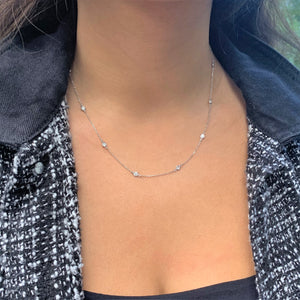 14k Gold & Diamond Station Necklace