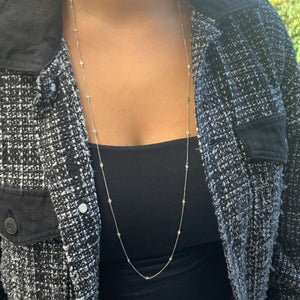 14k Gold & Diamond Station Necklace - 36"