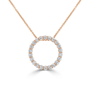14k Gold & Diamond Circle Pendant Necklace