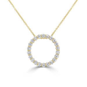 14k Gold & Diamond Circle Pendant Necklace