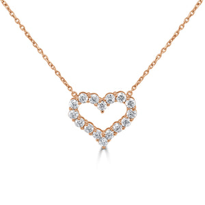 14k Gold & Diamond Open Heart Necklace