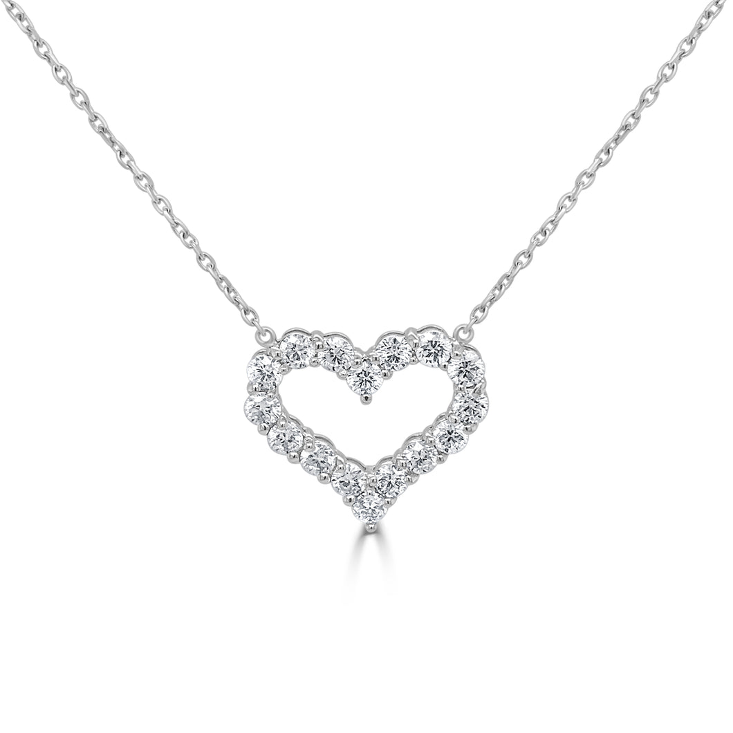 14k Gold & Diamond Open Heart Necklace