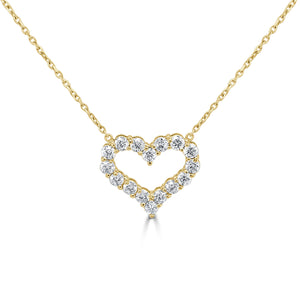 14k Gold & Diamond Open Heart Necklace